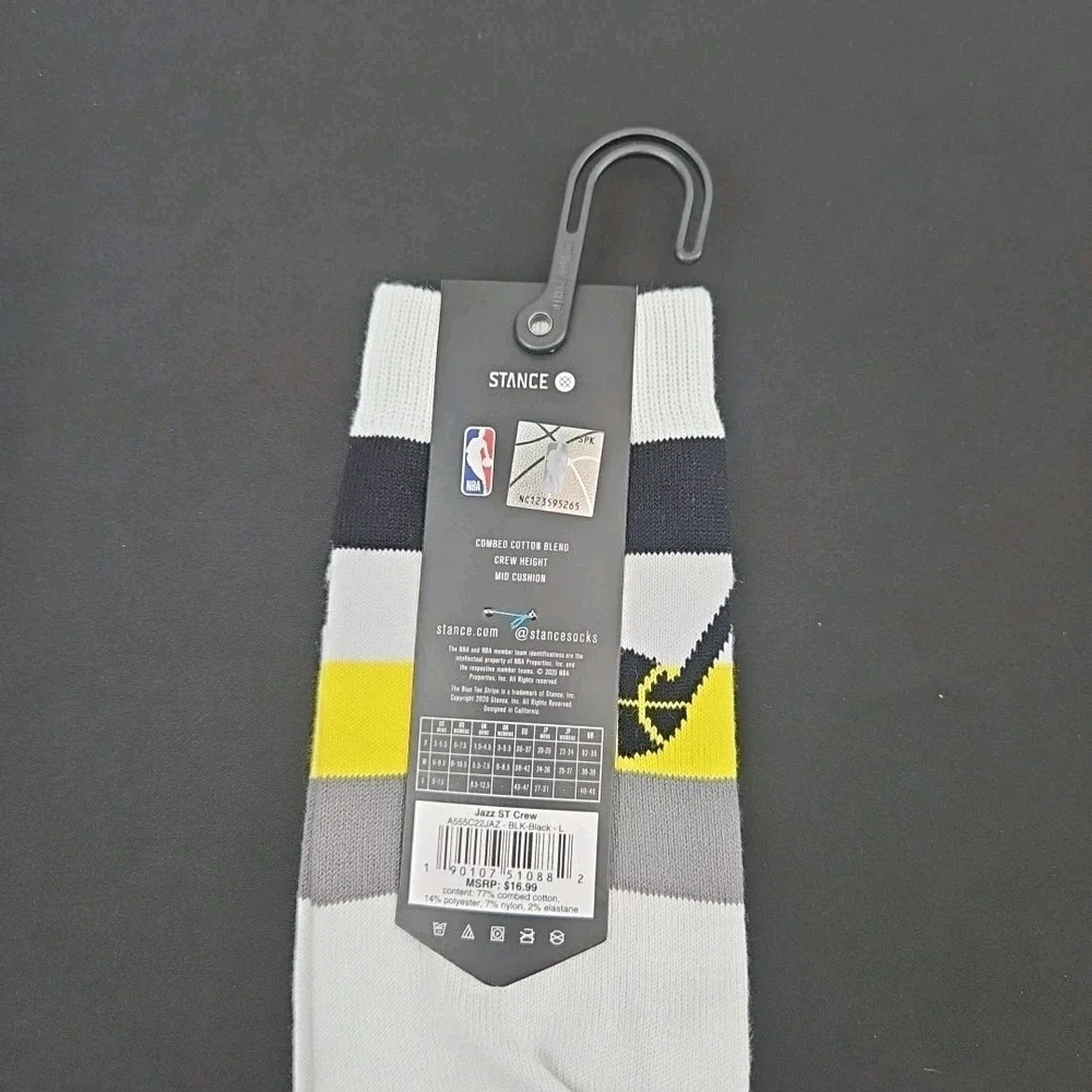 Stance x NBA‎ Utah Jazz White Crew Socks Men's Size Large 9-13 New